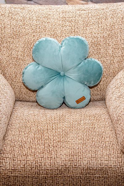 Rayda Home Decorative Mint Green Color Filled Flower Pillow 42*42 Cm
