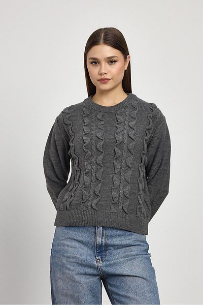 Rays 24364 Pulover cu sclipici afumat - Detaliu cu volan