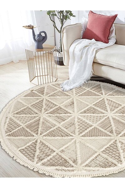 Emin Halı Sanromeo Yuvarlak 2201 Yumuşacık Tozsuz Salon Koridor Antre Kolay Silinir Halı Yolluk Kilim