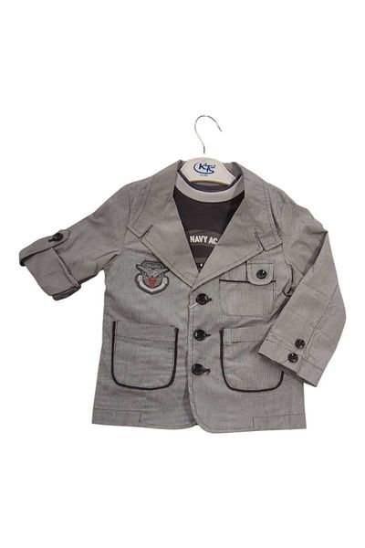 KTS Boy's Embroidered Jacket, Printed Badi, Gabardine Trousers 3-Piece Set