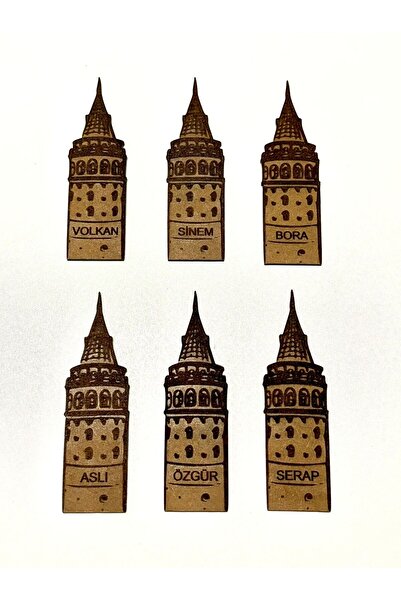 MT İsme Özel Ahşap Galata Kulesi Baskılı Kitap Ayracı