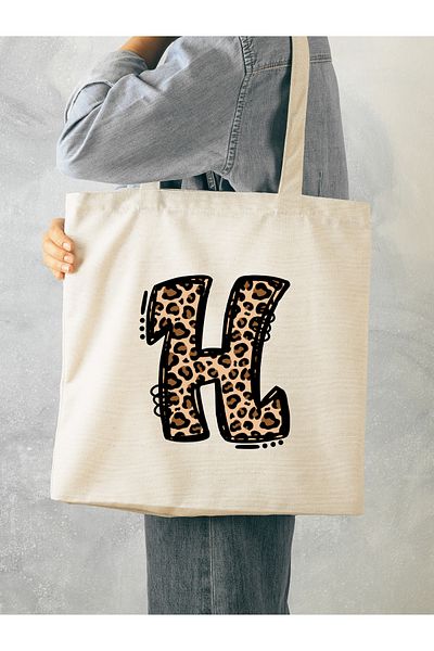 Cemira Leopard Letter K με μοτίβο, Y2 Pinterest ρετρό υφασμάτινη τσάντα τσάντα, τσάντα δώρου