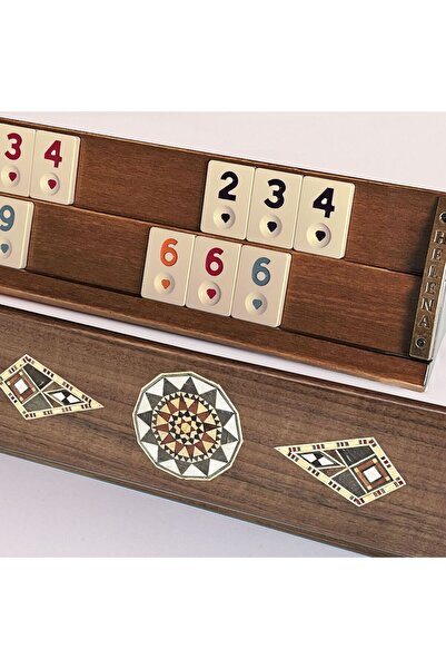 Helena Wood Art Snowdrop Handmade Solid Wood Okey Set Mosaic Walnut