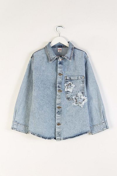 DMB BOYS & GIRLS Cămașă de blugi pentru fete - Broderie cu stele, un singur buzunar, model elegant din denim |   5-6 ani