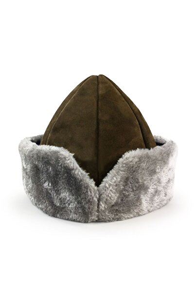 Shark Anatolia Ανοιχτό καφέ γκρι γούνινο δερμάτινο καπέλο Börk - Nubuck