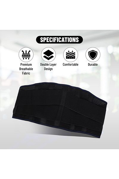 Endless Lumbar Straps for Lower Back Pain Relief with 6 Stays | Black | Material: Acrylonitrile