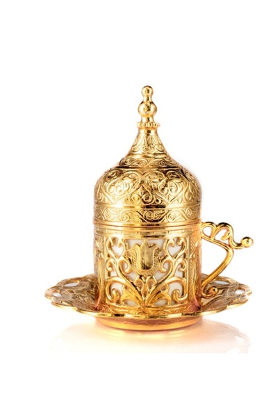 KT HOME Kahve Fincanı Tek Fincan Osmanlı Üsülü Metal Fincan Damat Fincanı Por...