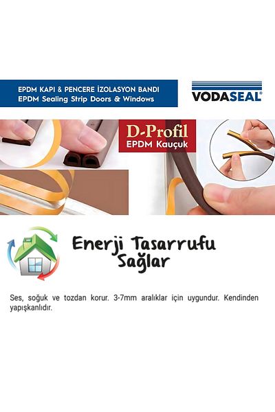 Vodaseal 6.20 m Brown Door Window Insulation Tape - Rubber Profile, Adhesive
