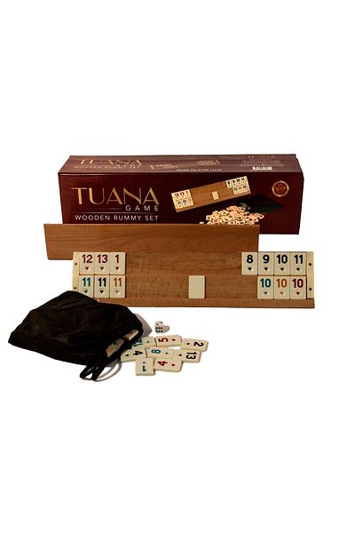 Tuana Game Solid Natural Wood Okey Set Open