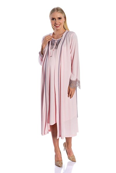 Bondy Julia Lohusa Gecelik Sabahlık Takımı Pudra