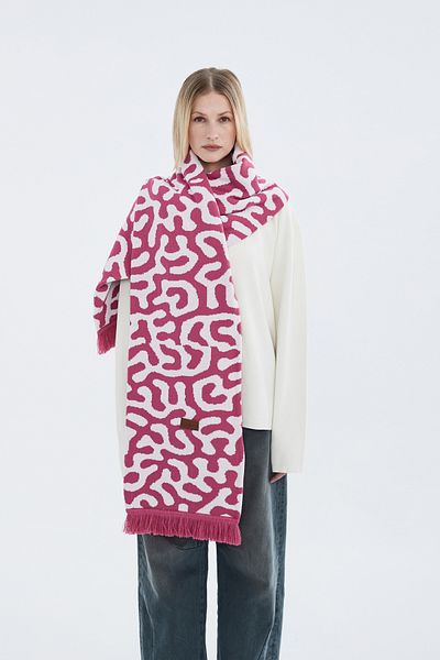 Nordbron Ροζ ακρυλικό σχέδιο - Μαλακό χοντρό Basic Burli Shawl