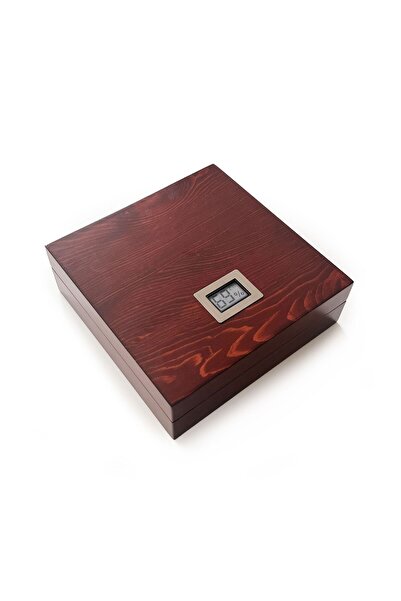 Mezmob Masif Yerli Sedir Ağacı Humidor Puro Kutusu Küçük Boy Dijital