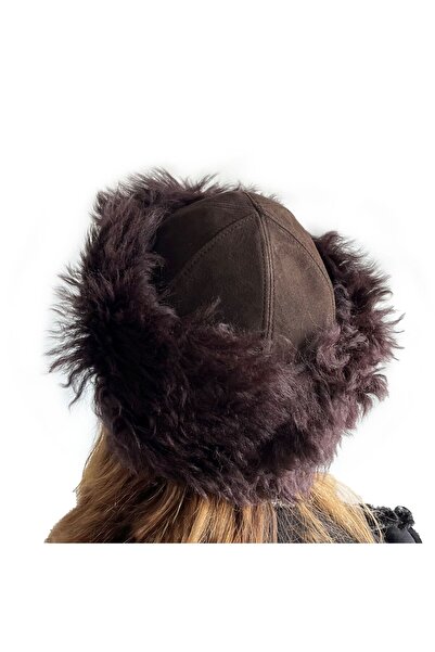 Shark Anatolia Handmade 100% Wool Plum Fur Women's Real Leather Börk Hat