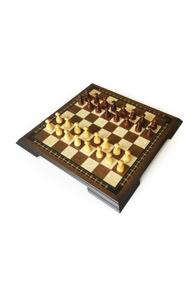 Helena Wood Art طقم شطرنج خشبي بني اللون مقاس 48 سم - صناعة يدوية مقاس 50 مم
