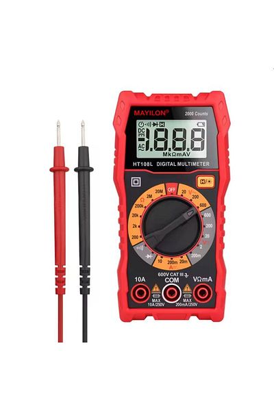 Mayilon Ht108l مقياس رقمي احترافي متعدد مع نطاق تلقائي لإضاءة الشاشة 600 فولت 10 أمبير تيار متردد تيار مستمر