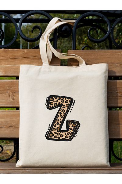 Cemira Leopard Letter Z με μοτίβο, Y2 Pinterest ρετρό υφασμάτινη τσάντα τσάντα, τσάντα δώρου