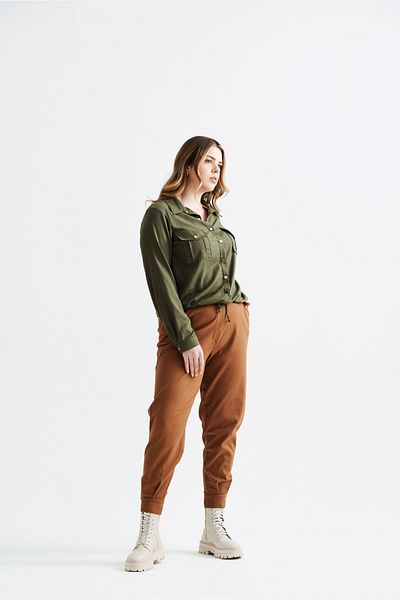 EVEN plus size Women's Oversize Trousers with Pleated Button Orange with Epaulettes on Leg