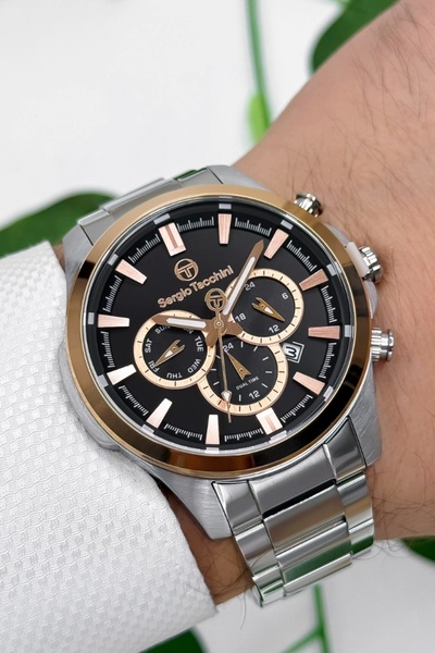 Sergio Tacchini Çelik Kordon&kasa Erkek Kol Saati Gümüş-siyah St.1.10245-5 Zm...