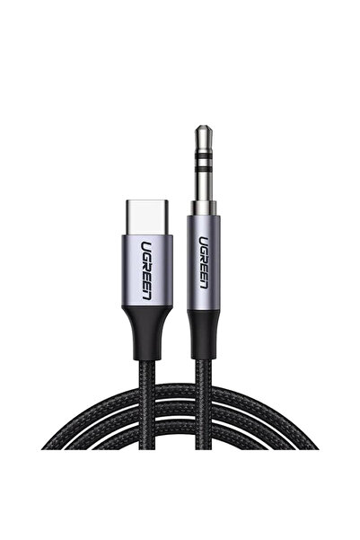 Ugreen كابل صوت USB-C إلى AUX 3.5 مم غلاف ألومنيوم 1 متر - رمادي
