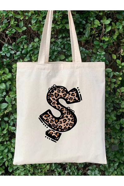 Cemira Leopard Letter S με μοτίβο, Y2 Pinterest ρετρό υφασμάτινη τσάντα τσάντα, τσάντα δώρου