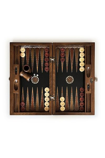 Helena Wood Art Genius Hand Carved Wooden Backgammon Set Black