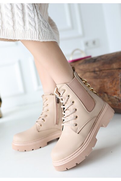 Shemard Harte Nude Skin Lace up Boots