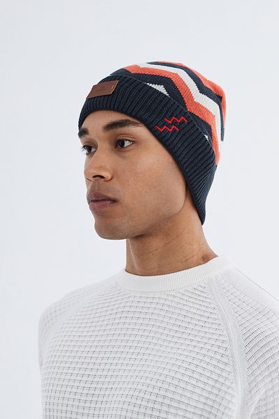 Nordbron Men's Light Rose Block Soft Knitwear - Stretchy Double Fold Winter Logo Basic Hlfit