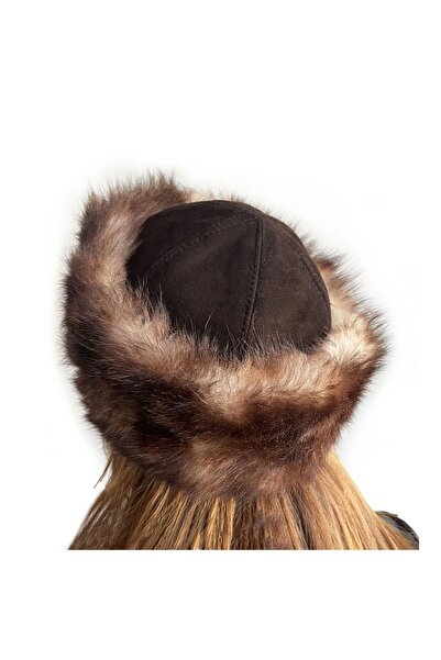 Shark Anatolia Handmade 100% Wool Dark Brown Fur Women's Real Leather Börk Hat