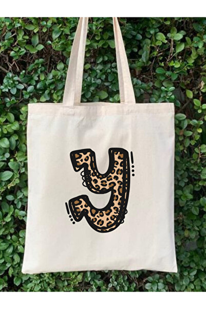 Cemira Leopard Letter Y Patterned, Y2 Pinterest Retro Cloth Bag Tote Bag, Gift Bag