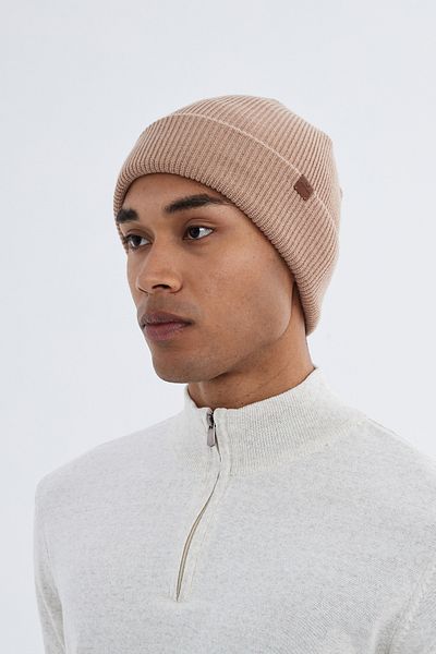 Nordbron Beige Unisex Acrylic Knitwear - Soft, Flexible, Double Fold Winter Basic Corded Pumb