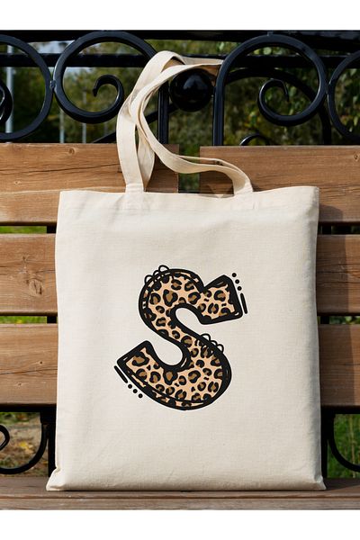 Cemira Leopard Letter S με μοτίβο, Y2 Pinterest ρετρό υφασμάτινη τσάντα τσάντα, τσάντα δώρου