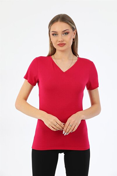 penyebizden Γυναικείο κοντομάνικο μπλουζάκι με γιακά - φούξια μωβ