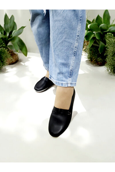 GokceKundura06 Women's Laser Cut Home and Outdoor Ballerinas with Buckle