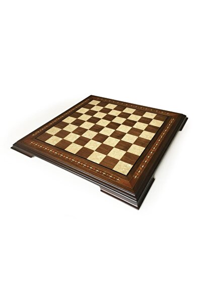 Helena Wood Art لوحة شطرنج مصنوعة يدويًا من الخشب الصلب بيرليسسينت بلون الجوز مقاس 59 × 59 سم