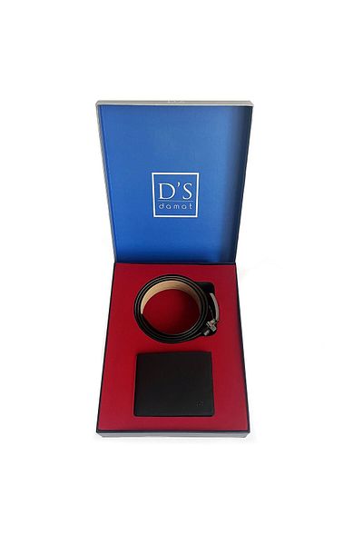 D'S Damat مجموعة المحفظة والحزام أسود-120