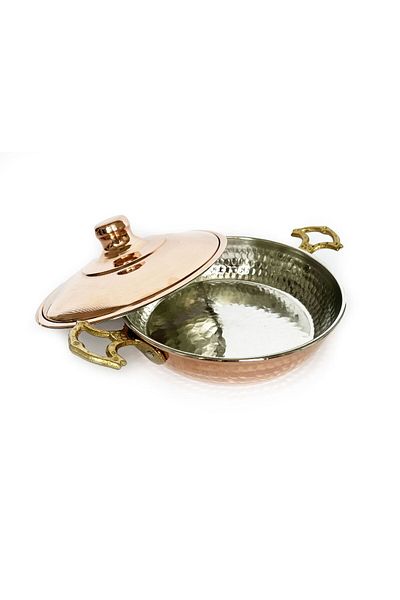 Shark Anatolian Hand Forged Copper Pan with Lid 18cm