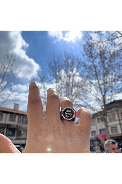 Sima Silver Gümüş Tasarım Mührü Şerif Muhammed yazılı Erkek Yüzük Takı
