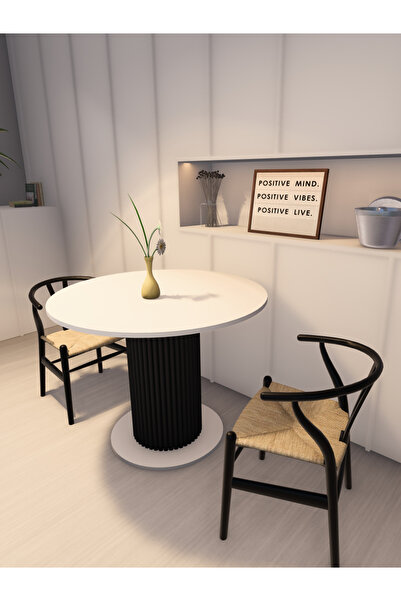 moka park avm Yuvarlak Siyah Şık Ayaklı Mutfak Yemek Masası 103