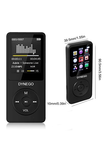 Dynego Mp3 Mp4 Player Bluetooth Çalar Ses Kayıt Ve Hoparlör Şarjlı Dahili 8gb Fm Radyolu