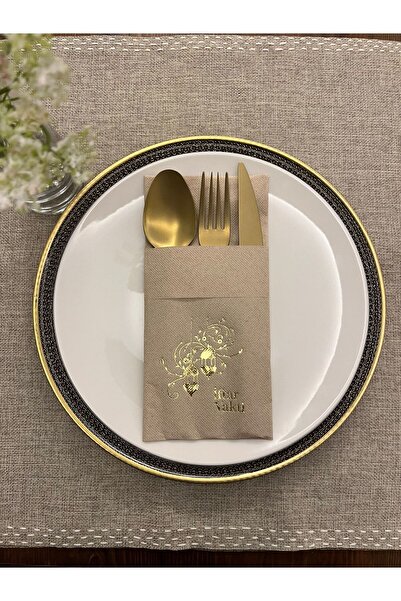 kidspartim مناديل جيب كرافت إيفار تايم باللون الذهبي 12 قطعة