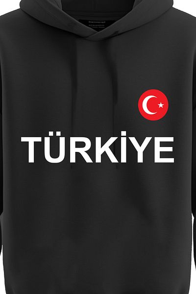 TOP GLORY Суитшърт с качулка с надпис Türkiye - 3-прежда суитшърт TURK1923