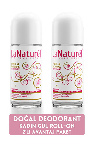 LaNaturel Doğal Deodorant Roll-on Kadın Gül Kokulu. 2'li Avantaj Paketi