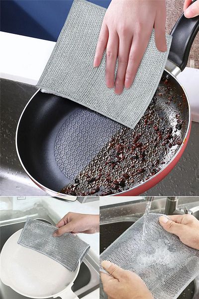 omilife Wire Dish Cloth Scouring Wire Practical Non-Scratch Dish Sponge Multi-Purpose Cleaning Sponge