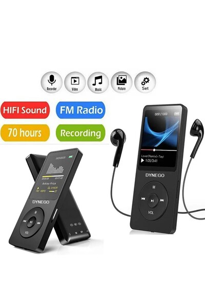 Dynego Bluetooth Mp3 Mp4 Player Çalar Ses Kayıt Ve Hoparlör Fm Radyolu Şarjlı Dahili 8gb