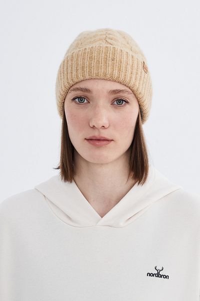 Nordbron Women's Camel Wainy - Hair Braided, Soft Beanie, Double Fold Detailed Casual Label