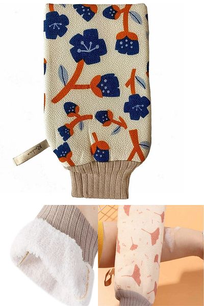 omilife Microfiber Patterned Bath Scrub Inside Non-Fiber Scrub Double Sided Scrub