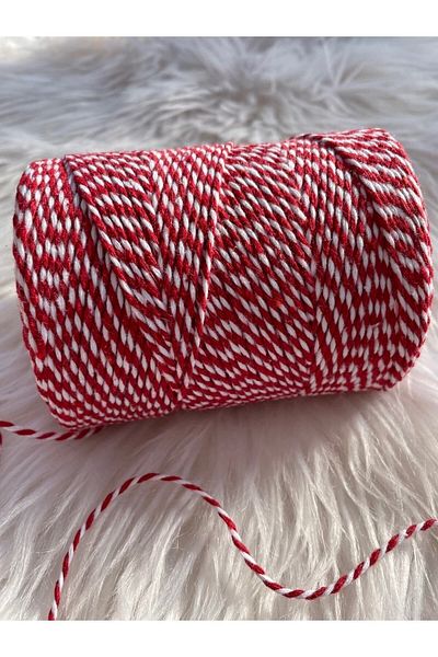 eylülün etiket fabrikası Two Colors - 20 Meters Martenish Lanyard / Red White Bundling and Binding