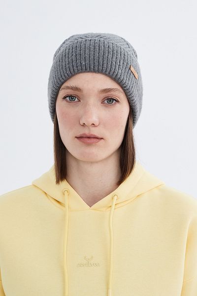 Nordbron Stretchy and Soft Gray Knitwear Winter Miley - Double Fold with Logo Basic Model