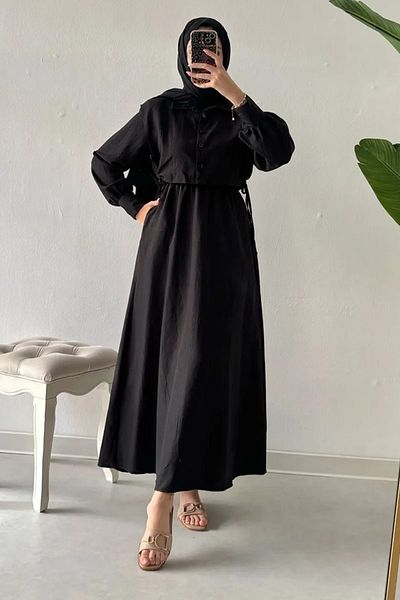 Tesettür Diyarı Γυναικείο φόρεμα Hijab - Μαύρο με Μπολερό