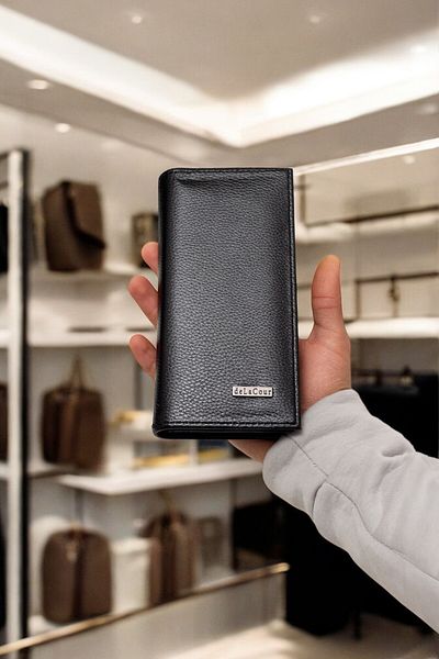 KAFF Black Zippered Large Size Vertical Faux Leather Stylish Phone Holder Card Holder Wallet